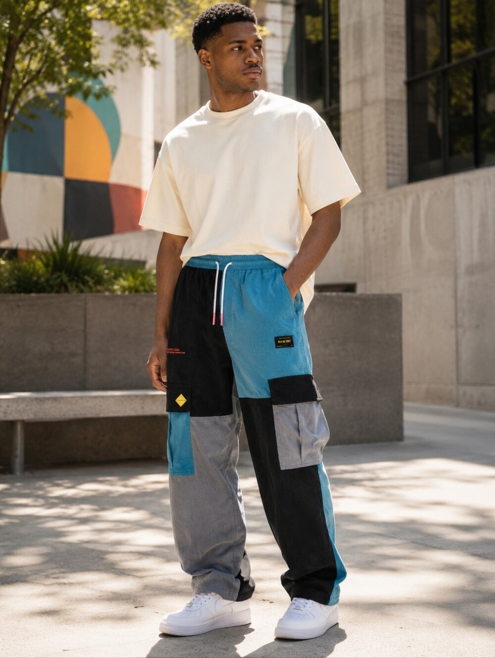 Aelfric Eden Back to 90's Patchwork Color Block Corduroy Pants M